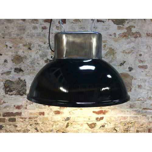 Lampe industrielle ovale noire haut poli