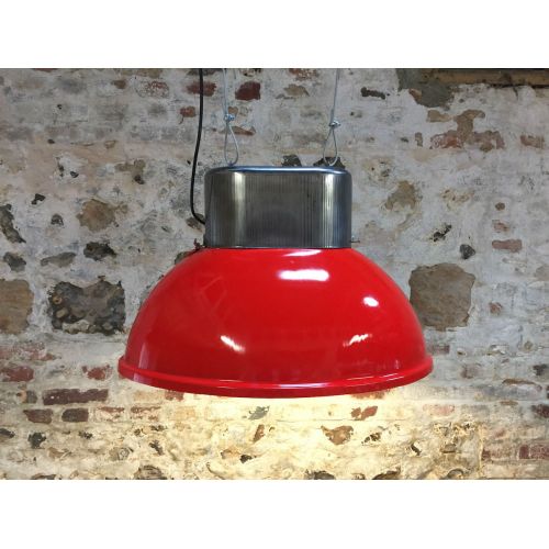 Lampe industrielle ovale rouge haut poli