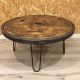 Table basse touret cerclage métallique 90cm