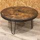 Table basse touret cerclage métallique 90cm